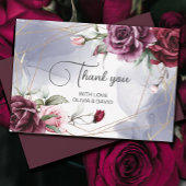 Elegante Bourgondische rode rozen Waterverf Bedankkaart