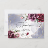 Elegante Bourgondische rode rozen Waterverf Bedankkaart (Voorkant)