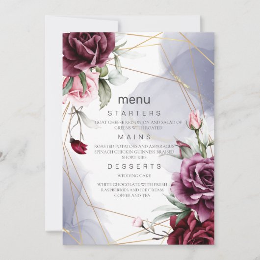 Elegante Bourgondische rode rozen Waterverf bruilo Kaart (Voorkant)