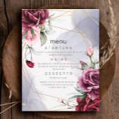 Elegante Bourgondische rode rozen Waterverf bruilo Kaart