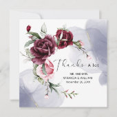 Elegante Bourgondische rode rozen Waterverf dank u Bedankkaart (Voorkant)