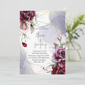 Elegante Bourgondische rode rozen Waterverf Kaart (Staand voorkant)