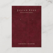 Elegante Bourgondische rode sieraden oorbel displa Visitekaartje (Voorkant)