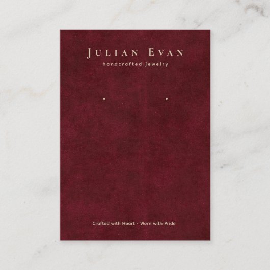 Elegante Bourgondische rode sieraden oorbel displa Visitekaartje (Voorkant)