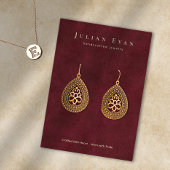 Elegante Bourgondische rode sieraden oorbel displa Visitekaartje