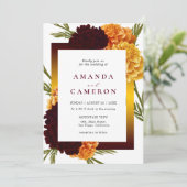 Elegante Bourgondische rode Waterverf "MARIGOLD" b Kaart (Staand voorkant)