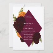 Elegante Bourgondische rode Waterverf "MARIGOLD" b Kaart (Voorkant)