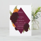 Elegante Bourgondische rode Waterverf "MARIGOLD" b Kaart (Staand voorkant)