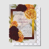 Elegante Bourgondische rode Waterverf "MARIGOLD" b Vellum Uitnodigingen (Offset (Uitnodiging))