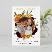 Elegante Bourgondische rode Waterverf "MARIGOLD" F Folie Uitnodiging (Staand Voorkant)