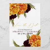 Elegante Bourgondische rode Waterverf "MARIGOLD" F Folie Uitnodiging (Voorkant)