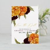 Elegante Bourgondische rode Waterverf "MARIGOLD" F Folie Uitnodiging (Staand Voorkant)