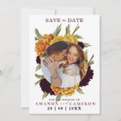 Elegante Bourgondische rode Waterverf "MARIGOLD" F Save The Date (Voorkant)