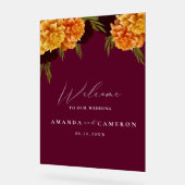 Elegante Bourgondische rode Waterverf"MARIGOLD"Wel Acryl Bord (Hoek)