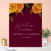 Elegante Bourgondische rode Waterverf"MARIGOLD"Wel Acryl Bord (Huwelijk)