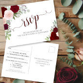 Elegante Bourgondische Rode Waterverf Rozen Bruilo Briefkaart