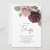 Elegante Bourgondische Roos bruiloft uitnodiging (Voorkant)