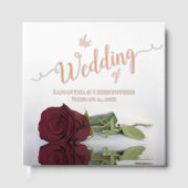 Elegante Bourgondische Roos Grote bruiloft Folie Gastenboek (Voorkant)