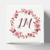 Elegante Bourgondische Roos krans Monogram bruilof Bedankdoosjes (Bovenkant)