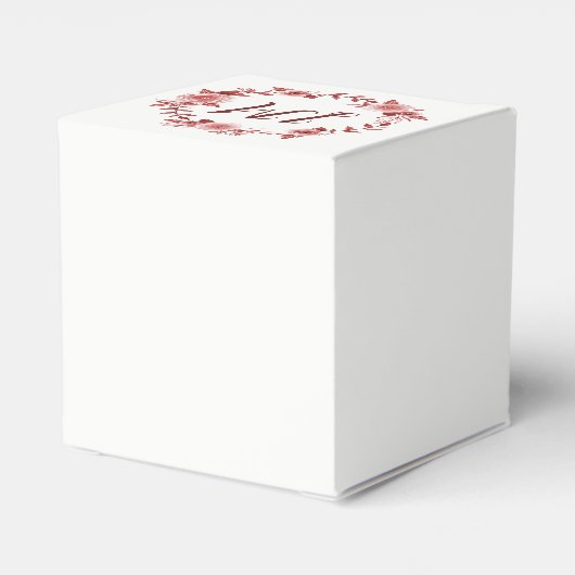 Elegante Bourgondische Roos krans Monogram bruilof Bedankdoosjes (Achterkant)