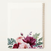 Elegante Bourgondische roze bloem gepersonaliseerd Planner (Achterkant)