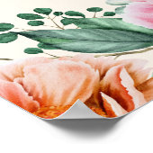 Elegante Bourgondische Roze Bloemen Verjaardag Wel Poster (Hoek)