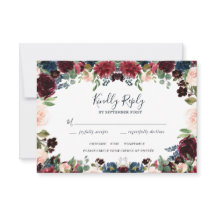 Elegante Bourgondische, roze en marine bloemenbrui