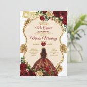 Elegante Bourgondische Rozen Princess Gold Quincea Kaart (Staand voorkant)