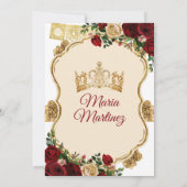 Elegante Bourgondische Rozen Princess Gold Quincea Kaart (Achterkant)