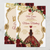 Elegante Bourgondische Rozen Princess Gold Quincea Kaart (Voorkant / Achterkant)