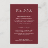 Elegante Bourgondische schone bruiloft Informatiekaartje (Voorkant)