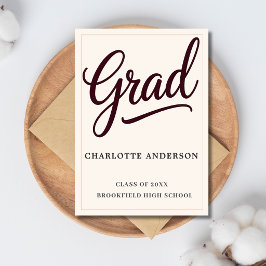 Elegante Bourgondische Script Afkondigingskaart vo Aankondiging