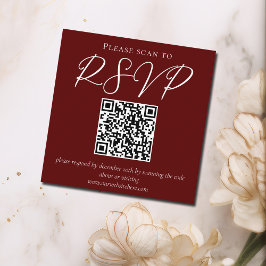 Elegante Bourgondische script minimalistische QR-c Informatiekaartje