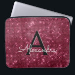 Elegante Bourgondische Shimmer en Sparkle Monogram Laptop Sleeve<br><div class="desc">Elegante Bourgogne Faux Bourgogne Marsala Shimmer Elegant Monogram Hoesje. Dit hoesje kan worden aangepast om uw initiaal en voornaam op te nemen.</div>