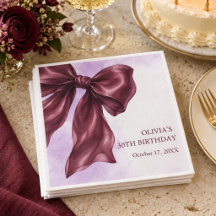 Elegante Bourgondische Strik Verjaardagsfeest 