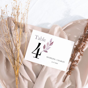 Elegante Bourgondische tak verlaat trouwtafelkaart Notitiekaartje