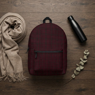 Elegante Bourgondische Tartan Bedrukte Rugzak