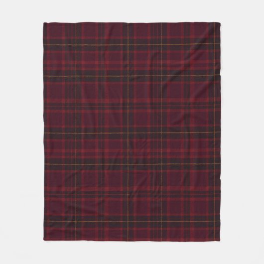 Elegante Bourgondische Tartan Fleece Deken (Voorkant)