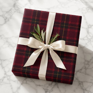 Elegante Bourgondische Tartan Inpakpapier Vel