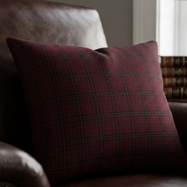 Elegante Bourgondische Tartan Kussen (Creator heeft geüpload)