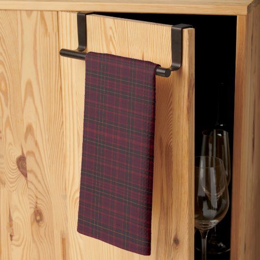 Elegante Bourgondische Tartan Theedoek (Derde Gevouwen)