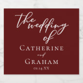 Elegante Bourgondische typografie Avond bruiloft Sparkling Wijnetiket (Enkel label)