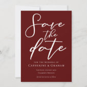 Elegante Bourgondische typografie minimalistisch Save The Date (Voorkant)