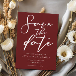 Elegante Bourgondische typografie minimalistisch Save The Date