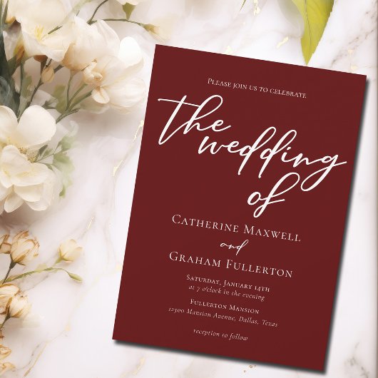 Elegante Bourgondische typografie minimalistische  Kaart