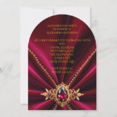 Elegante Bourgondische Verjaardag Gouden Juweel Fa Kaart (Achterkant)