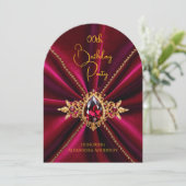 Elegante Bourgondische Verjaardag Gouden Juweel Fa Kaart (Staand voorkant)