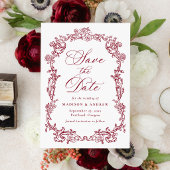 Elegante Bourgondische Victoriaanse Bloemencode Tr Save The Date