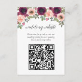 Elegante Bourgondische Waterverf Bloemen QR Code H Informatiekaartje (Voorkant)