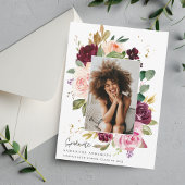 Elegante Bourgondische Waterverf Floral Afstuderen Kaart